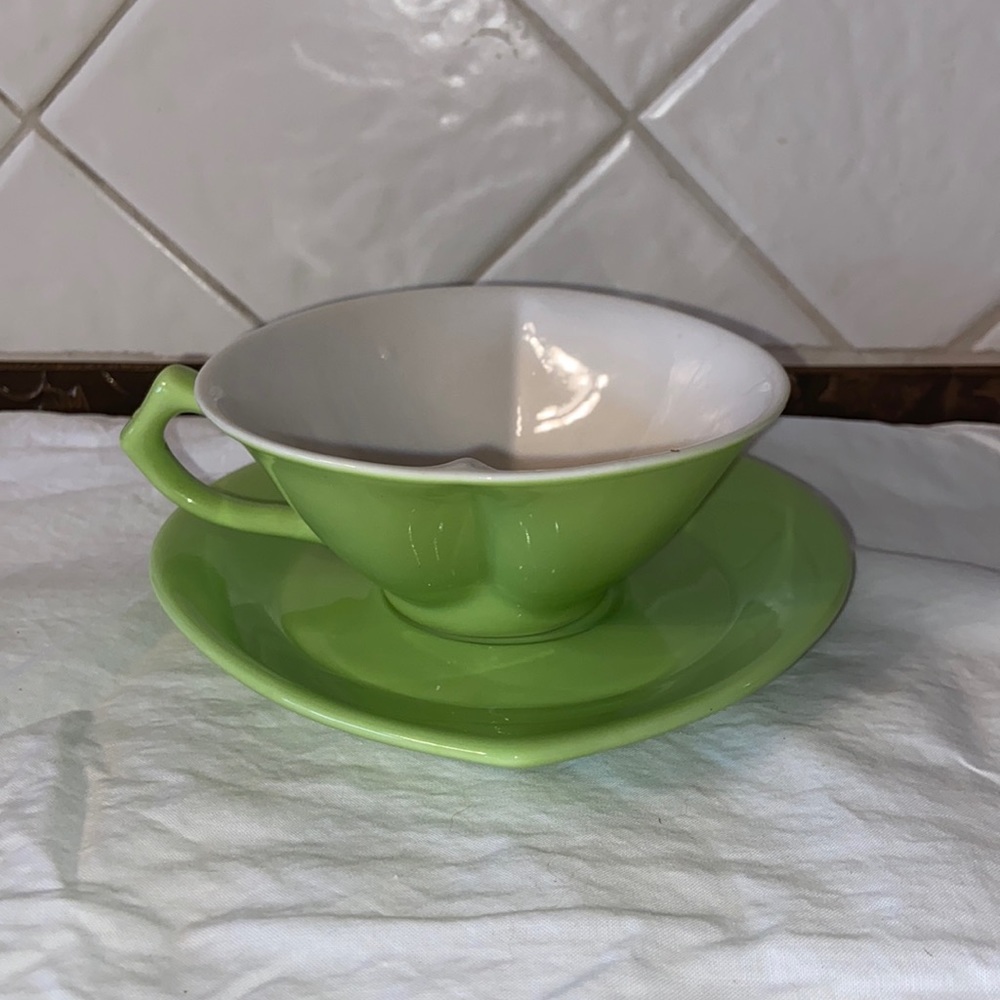Like new vintage Green Heart Mary Kay Cup Saucer Set